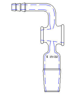 A381922,90°抽氣接頭,具四氟節(jié)門,磨口:19/22