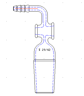 A382942 90°抽氣接頭,具四氟節(jié)門塞,磨口:29/42 磨口29/42