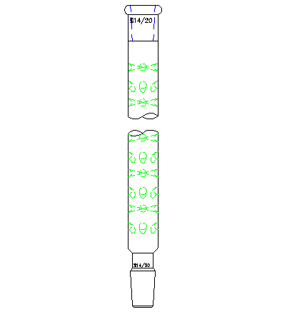 C101075 垂刺分餾柱 垂刺長(zhǎng)度75 上磨口14/20 下磨口14/20