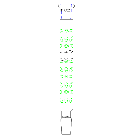 C101100 垂刺分餾柱 垂刺長(zhǎng)度100 上磨口14/20 下磨口14/20