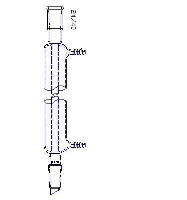 C204250,直型冷凝器,24/40,有效長度:250mm,φ10mm小咀