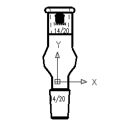 D281005 連續(xù)蒸餾球（KUGELROHR BULB） 容積(mL)5 磨口14/20 外徑(mm)25 總高(mm)80