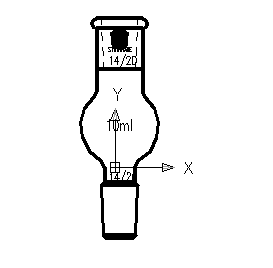 D281010 連續(xù)蒸餾球（KUGELROHR BULB） 容積(mL)10 磨口14/20 外徑(mm)31 總高(mm)85