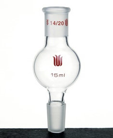 D281015 連續(xù)蒸餾球（KUGELROHR BULB） 容積(mL)15 磨口14/20 外徑(mm)35 總高(mm)90
