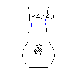 F122450,平底燒瓶,磨口:24/40,50ml