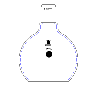 F124000,平底燒瓶,磨口:24/40,1000ml