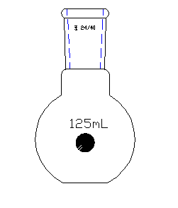 F124125,平底燒瓶,磨口:24/40,125ml
