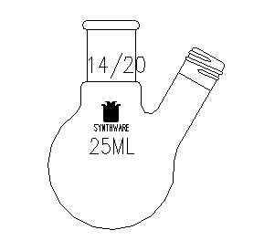 F141425 螺紋口兩口球瓶 容量(mL)25 磨口14/20