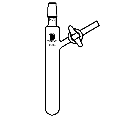 F691025,反應(yīng)管,外磨口14/20,玻璃節(jié)門,25ml