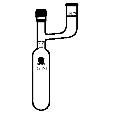 F761450,溶劑儲存瓶,具內(nèi)磨口,14/20,50ml,4mm高真空閥,管外徑*長度28mm*140mm