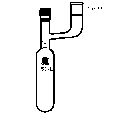F761950,溶劑儲存瓶，具內(nèi)磨口,19/22,50ml,4mm高真空閥,管外徑*長度28mm*140mm