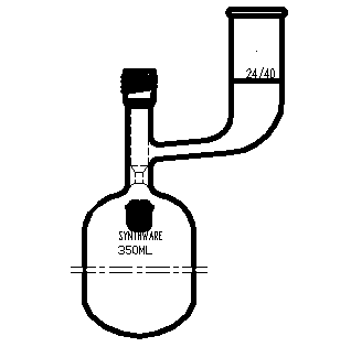 F764358,溶劑儲存瓶，具內(nèi)磨口,24/40,350ml,8mm高真空閥,管外徑*長度70mm*140mm