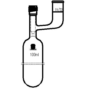 F769100,溶劑儲存瓶，具內(nèi)磨口,19/22,100ml,4mm高真空閥,管外徑*長度40mm*140mm