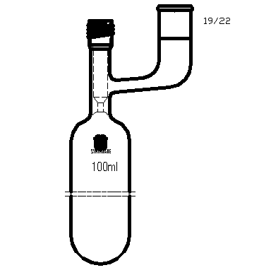 F769108,溶劑儲存瓶，具內(nèi)磨口,19/22,100ml,8mm高真空閥,管外徑*長度40mm*140mm