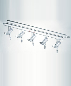 M230003,雙排管真空氣體分配器，實心玻璃節(jié)門,3,300mm,2小咀,左前右后