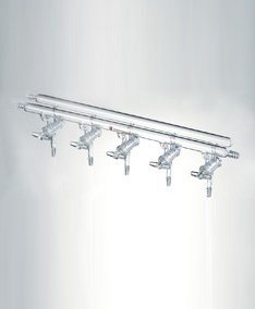 M421003 雙排管真空氣體分配器（空心節(jié)門塞） 節(jié)門組數(shù)3 總長度(mm)300