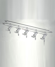 M441004,雙排管真空氣體分配器，空心玻璃節(jié)門,4,375mm,3小咀,左前左右后