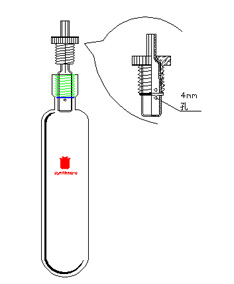 P240001,厚壁耐壓瓶，具導(dǎo)氣/真空接口，容量：15，外徑*長度：26*70MM